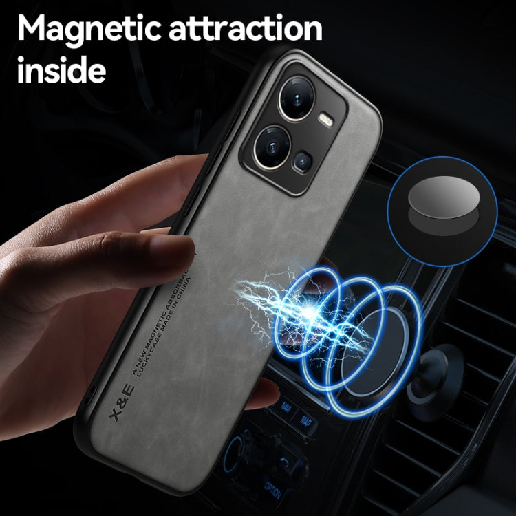 For vivo X100 Pro Skin Feel Magnetic Leather Back Phone Case(Light Grey) - X100 Pro Cases by PMC Jewellery | Online Shopping South Africa | PMC Jewellery