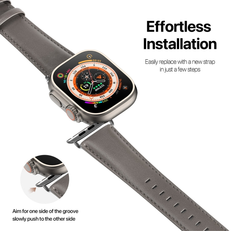 For Apple Watch 9 41mm DUX DUCIS YS Series Genuine Leather Watch Band(Grey) - Watch Bands by DUX DUCIS | Online Shopping South Africa | PMC Jewellery | Buy Now Pay Later Mobicred