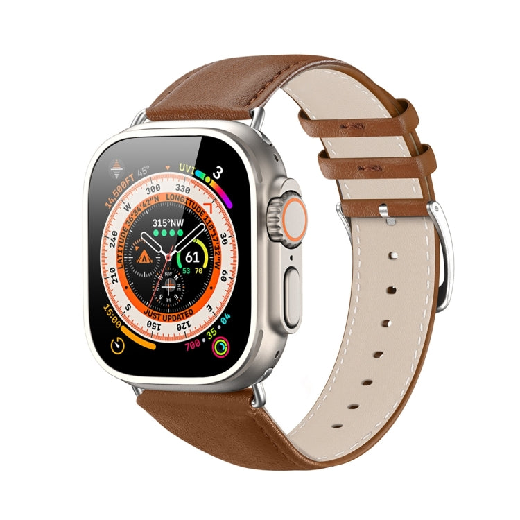 For Apple Watch Ultra 49mm DUX DUCIS YS Series Genuine Leather Watch Band(Brown) - Watch Bands by DUX DUCIS | Online Shopping South Africa | PMC Jewellery | Buy Now Pay Later Mobicred