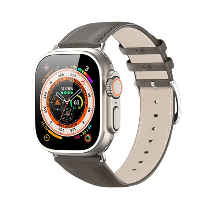 For Apple Watch 7 45mm DUX DUCIS YS Series Genuine Leather Watch Band(Grey) - Watch Bands by DUX DUCIS | Online Shopping South Africa | PMC Jewellery | Buy Now Pay Later Mobicred