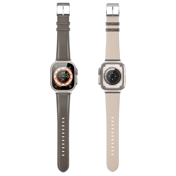 For Apple Watch 38mm DUX DUCIS YS Series Genuine Leather Watch Band(Grey) - Watch Bands by DUX DUCIS | Online Shopping South Africa | PMC Jewellery | Buy Now Pay Later Mobicred