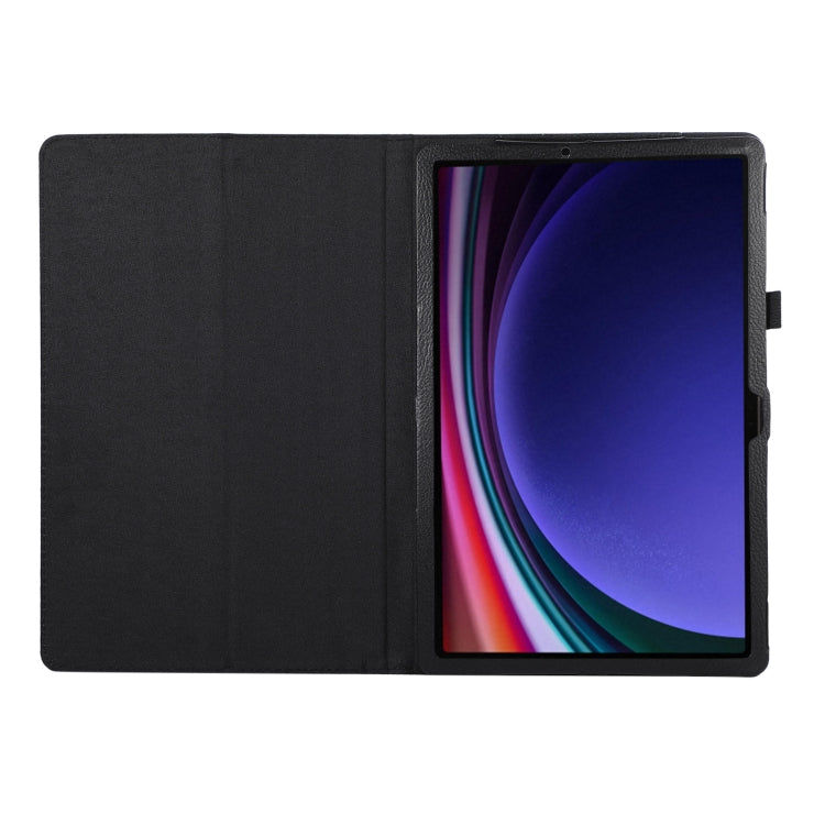 For Samsung Galaxy Tab S9 Litchi Texture Leather Tablet Case with Holder(Black) - Other Galaxy Tab PC by PMC Jewellery | Online Shopping South Africa | PMC Jewellery | Buy Now Pay Later Mobicred