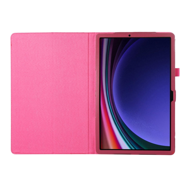 For Samsung Galaxy Tab S9 Litchi Texture Leather Tablet Case with Holder(Rose Red) - Other Galaxy Tab PC by PMC Jewellery | Online Shopping South Africa | PMC Jewellery | Buy Now Pay Later Mobicred