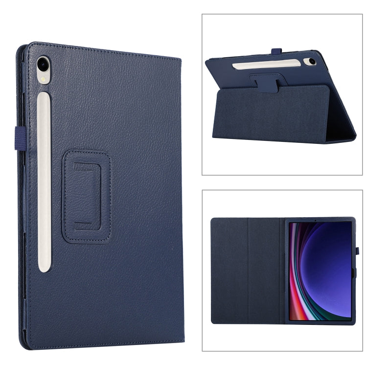 For Samsung Galaxy Tab S9+ / S10+ Litchi Texture Leather Tablet Case with Holder(Dark Blue) - Other Galaxy Tab PC by PMC Jewellery | Online Shopping South Africa | PMC Jewellery | Buy Now Pay Later Mobicred