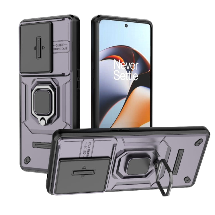 For OnePlus 11R 5G Sliding Camshield TPU + PC Shockproof Phone Case with Holder(Purple) - OnePlus Cases by PMC TechLife | Online Shopping South Africa | PMC TechLife | Buy Now Pay Later Mobicred
