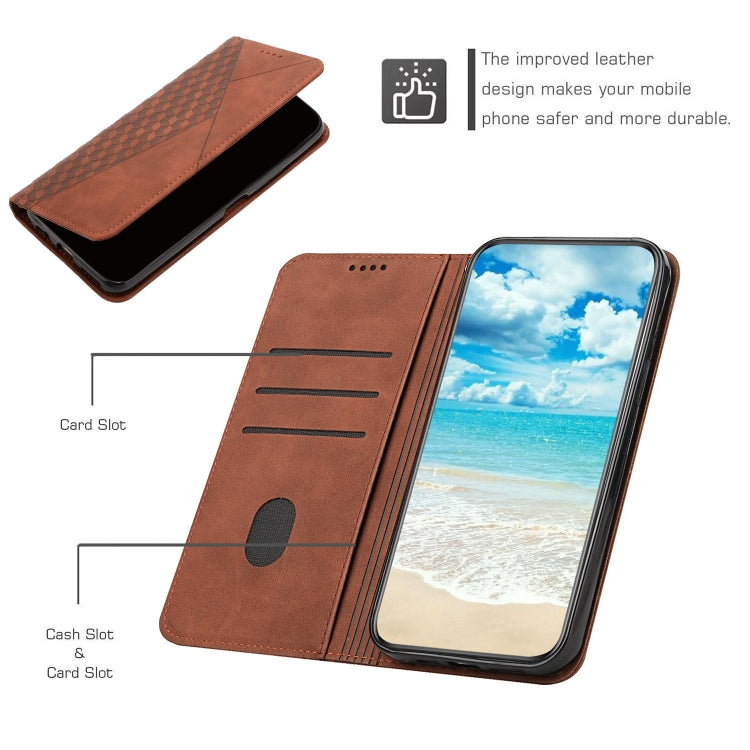 For Motorola Edge 50 Ultra Diamond Splicing Skin Feel Magnetic Leather Phone Case(Brown) - Motorola Cases by PMC Jewellery | Online Shopping South Africa | PMC Jewellery | Buy Now Pay Later Mobicred