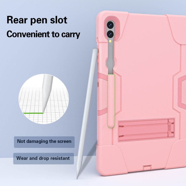 For Samsung Galaxy Tab S9+ Contrast Color Silicone PC Tablet Case with Holder(Rose Gold) - Galaxy Tab S9+ Cases by PMC Jewellery | Online Shopping South Africa | PMC Jewellery | Buy Now Pay Later Mobicred