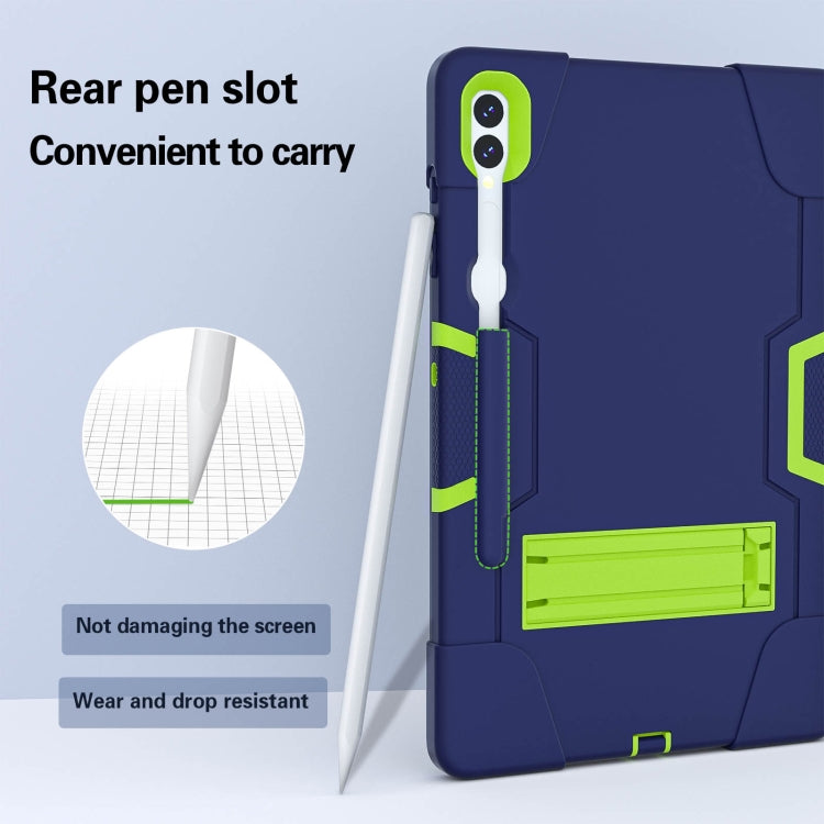 For Samsung Galaxy Tab S9+ Contrast Color Silicone PC Tablet Case with Holder(Navy Blue + Green) - Galaxy Tab S9+ Cases by PMC Jewellery | Online Shopping South Africa | PMC Jewellery | Buy Now Pay Later Mobicred