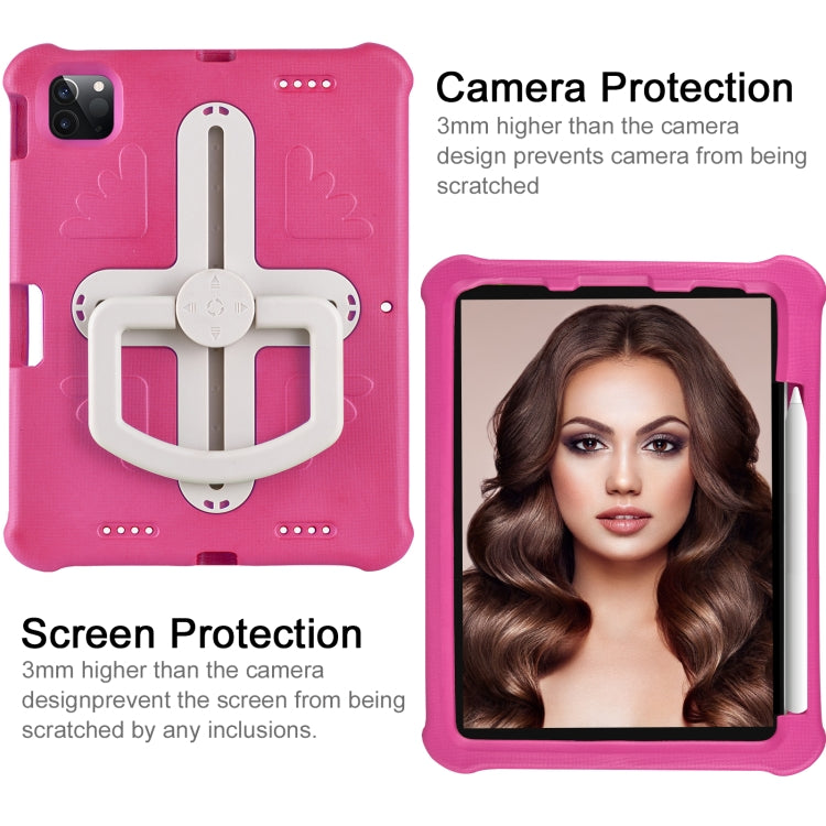 For iPad Air 11 2024 Shield 360 Rotation Handle EVA Shockproof PC Tablet Case(Rose Red Beige) - iPad Air 11 2024 Cases by PMC Jewellery | Online Shopping South Africa | PMC Jewellery | Buy Now Pay Later Mobicred