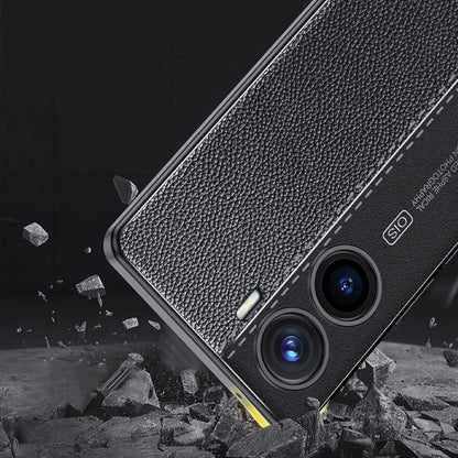For vivo V29e Litchi Texture Shockproof TPU Phone Case(Black) - vivo Cases by PMC Jewellery | Online Shopping South Africa | PMC Jewellery | Buy Now Pay Later Mobicred