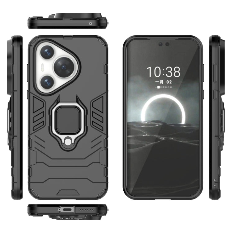 For Huawei Pura 70 Pro / Pura 70 Pro+ Shockproof PC + TPU Holder Phone Case(Black) - Huawei Cases by PMC Jewellery | Online Shopping South Africa | PMC Jewellery | Buy Now Pay Later Mobicred