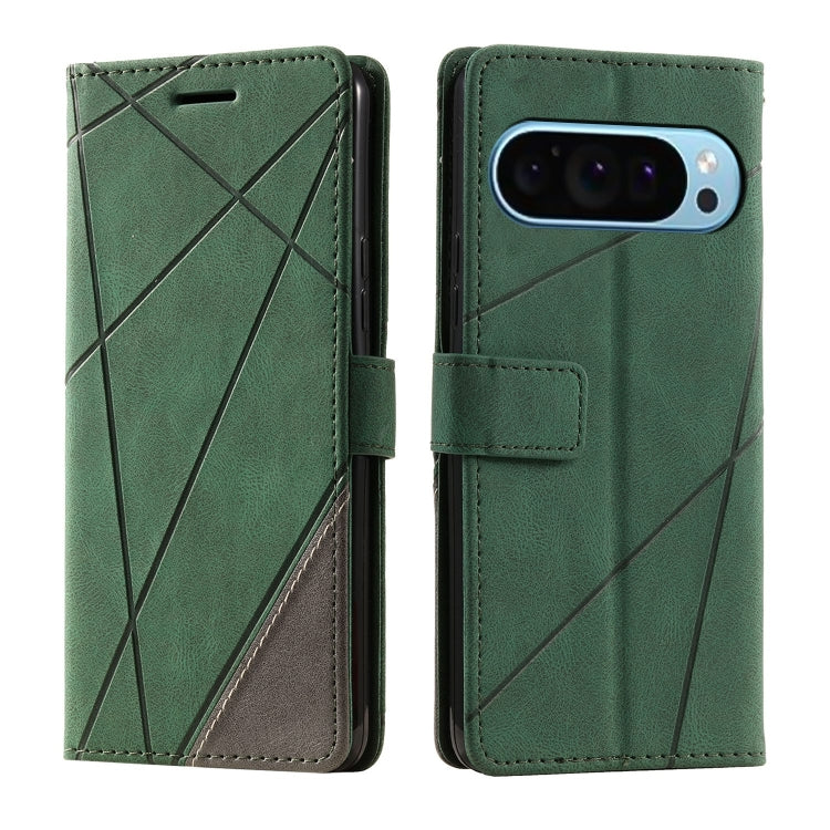 For Google Pixel 9 Pro Skin Feel Splicing Leather Phone Case(Green) - free shipping - PMC TechLife - Order now!