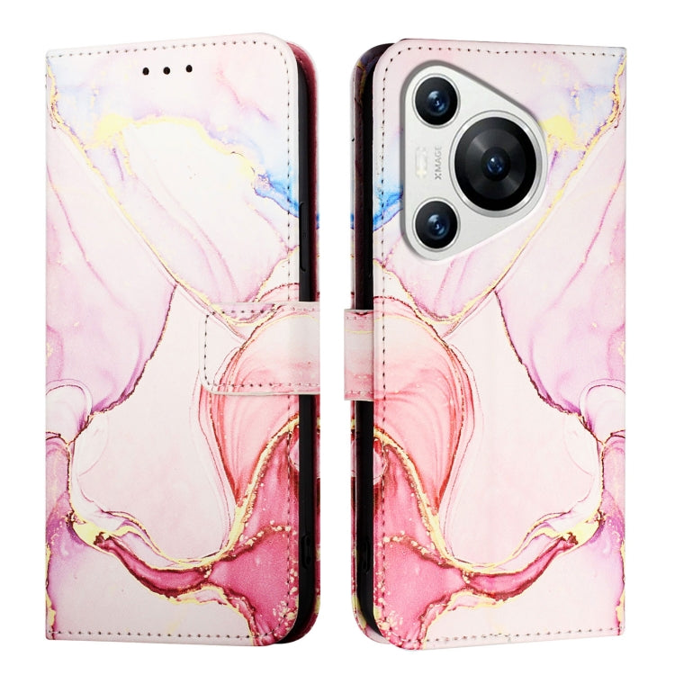 For Huawei Pura 70 PT003 Marble Pattern Flip Leather Phone Case(LS005 Rose Gold) - Huawei Cases by PMC Jewellery | Online Shopping South Africa | PMC Jewellery | Buy Now Pay Later Mobicred