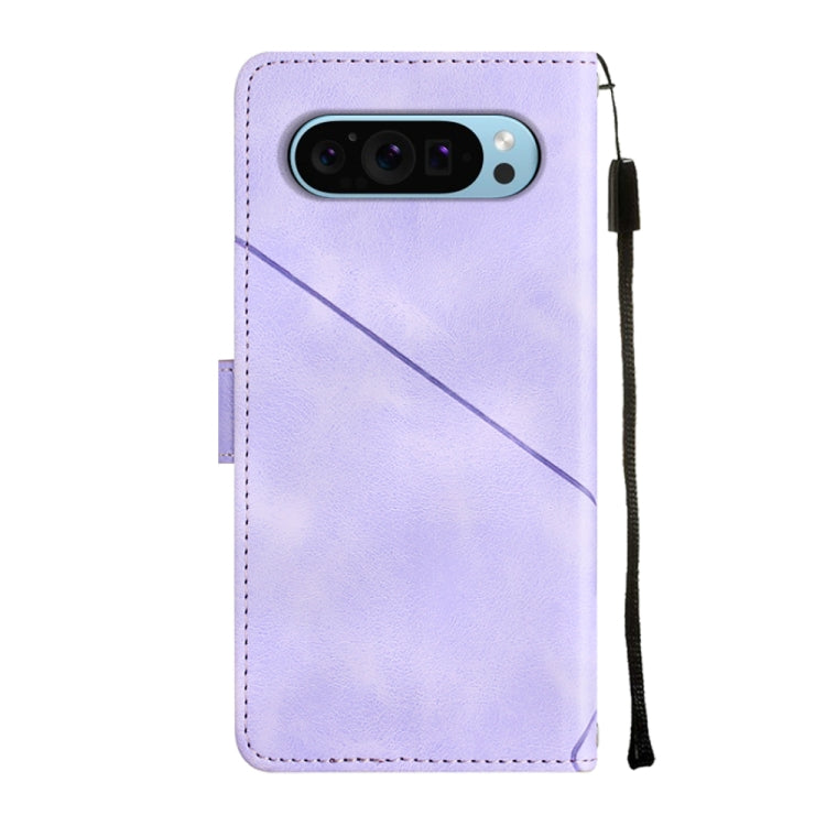 For Google Pixel 9 / 9 Pro Skin-feel Embossed Leather Phone Case(Light Purple) - Google Cases by PMC Jewellery | Online Shopping South Africa | PMC Jewellery | Buy Now Pay Later Mobicred