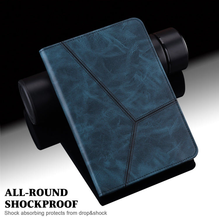 For Lenovo Xiaoxin Pad Pro 12.7 Solid Color Stripe Embossed Leather Tablet Case(Blue) - Lenovo by PMC TechLife | Online Shopping South Africa | PMC TechLife | Buy Now Pay Later Mobicred