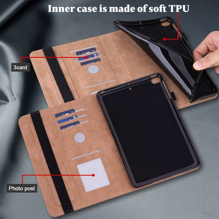 For Samsung Galaxy Tab S7+/S8+/S9+/S9 FE+ Solid Color Stripe Embossed Leather Tablet Case(Brown) - Galaxy Tab S9 FE+ by PMC TechLife | Online Shopping South Africa | PMC TechLife
