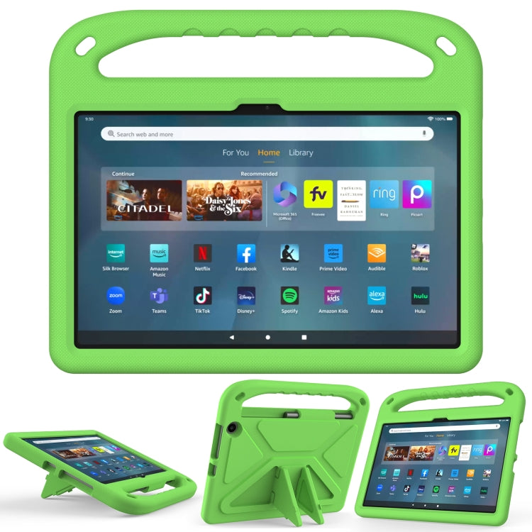 For Amazon Kindle Fire Max 11 Handle EVA Shockproof Tablet Case with Holder(Green) - Amazon by PMC TechLife | Online Shopping South Africa | PMC TechLife | Buy Now Pay Later Mobicred