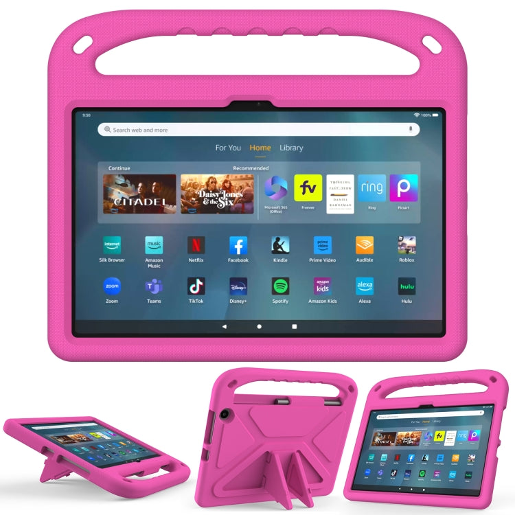 For Amazon Kindle Fire Max 11 Handle EVA Shockproof Tablet Case with Holder(Rose Red) - Amazon by PMC TechLife | Online Shopping South Africa | PMC TechLife | Buy Now Pay Later Mobicred