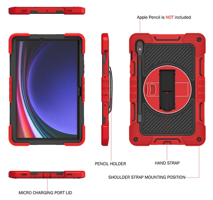 For Samsung Galaxy Tab S9 360 Degree Rotation PC Contrast Silicone Tablet Case(Red + Black) - Galaxy Tab S9 Cases by PMC Jewellery | Online Shopping South Africa | PMC Jewellery | Buy Now Pay Later Mobicred