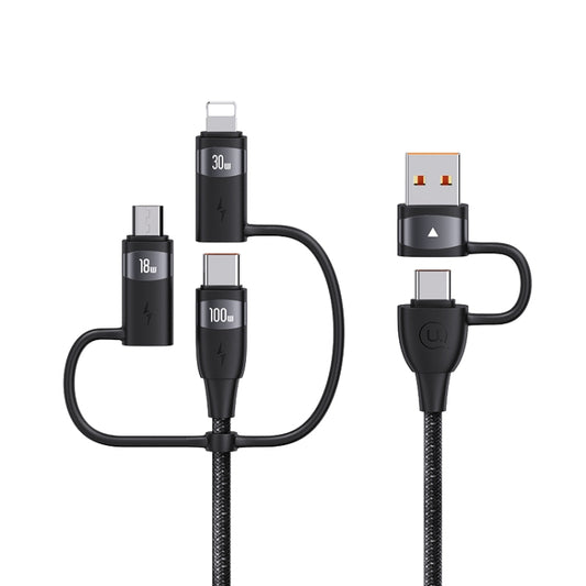 USAMS US-SJ645 U85 1.2m PD100W 6 in 1 Alloy Multifunctional Fast Charging Cable(Black) - Multifunction Cable by USAMS | Online Shopping South Africa | PMC Jewellery | Buy Now Pay Later Mobicred