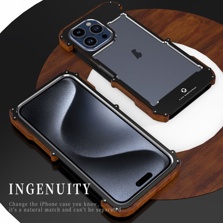For iPhone 15 Pro Max R-JUST Ironwood Generation Metal Hybrid Wood Phone Case - free shipping - PMC TechLife - Order now!
