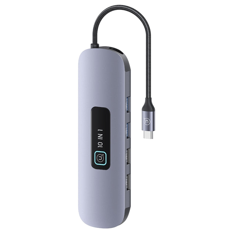 USAMS US-SJ644 PD100W 10 in 1 Aluminum Alloy Multifunctional Type-C HUB with Light(Metal Grey) - USB HUB by USAMS | Online Shopping South Africa | PMC Jewellery | Buy Now Pay Later Mobicred