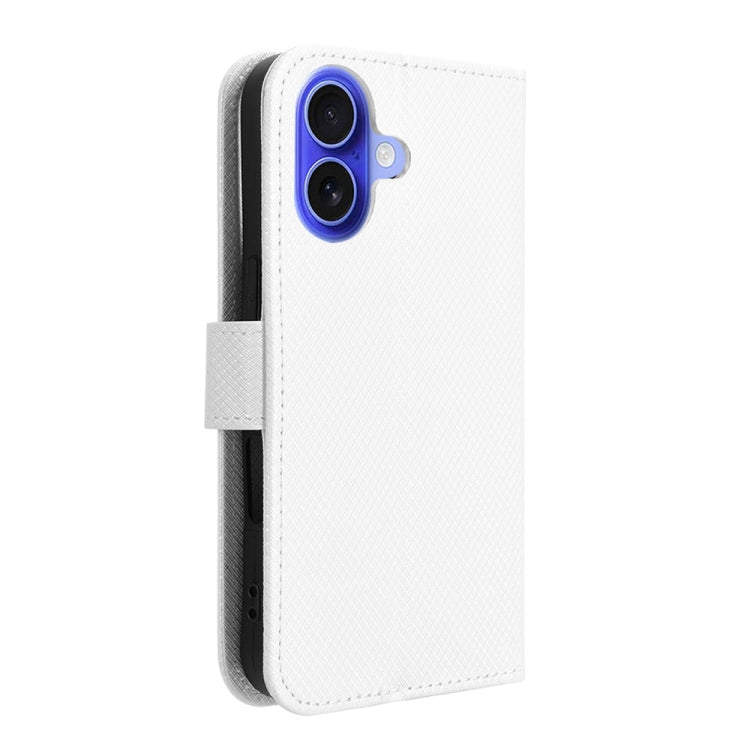 For iPhone 16 Diamond Texture Leather Phone Case(White) - iPhone 16 Cases by PMC Jewellery | Online Shopping South Africa | PMC Jewellery | Buy Now Pay Later Mobicred