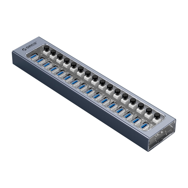 ORICO AT2U3-16AB-GY-BP 16 Ports USB 3.0 HUB with Individual Switches & Blue LED Indicator(US Plug) - USB 3.0 HUB by ORICO | Online Shopping South Africa | PMC Jewellery | Buy Now Pay Later Mobicred