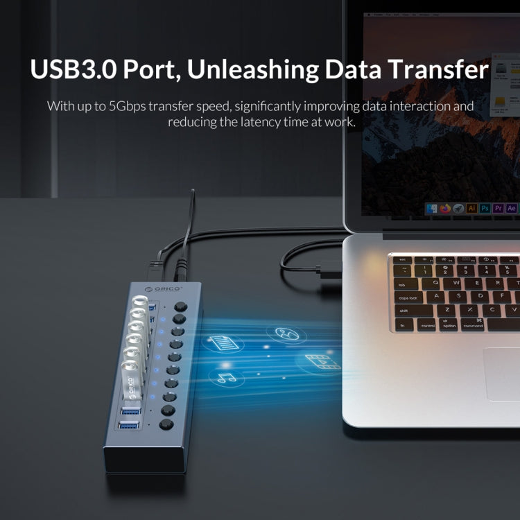 ORICO BT2U3-16AB-GY-BP 16 Ports USB 3.0 HUB with Individual Switches(US Plug) - USB 3.0 HUB by ORICO | Online Shopping South Africa | PMC Jewellery | Buy Now Pay Later Mobicred