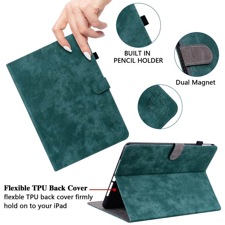 For Lenovo Tab P12 Tiger Pattern Flip Leather Tablet Case(Dark Green) - Lenovo by PMC TechLife | Online Shopping South Africa | PMC TechLife | Buy Now Pay Later Mobicred