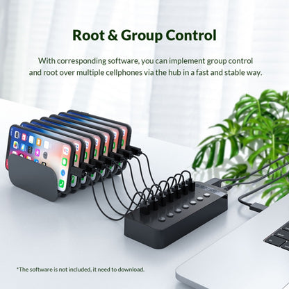 ORICO CT2U3-13AB Plastic Stripes 13 Ports USB 3.0 HUB with Individual Switches, Plug:US Plug(Black) - USB 3.0 HUB by ORICO | Online Shopping South Africa | PMC Jewellery | Buy Now Pay Later Mobicred