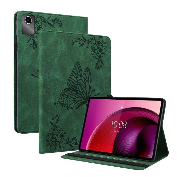 For Lenovo Tab M11/Xiaoxin Pad 11 2024 Butterfly Flower Embossed Leather Tablet Case(Green) - free shipping - PMC Jewellery - Order now!