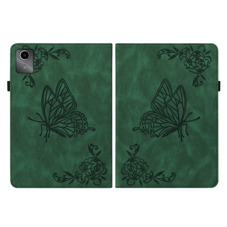 For Lenovo Tab M11/Xiaoxin Pad 11 2024 Butterfly Flower Embossed Leather Tablet Case(Green) - free shipping - PMC Jewellery - Order now!