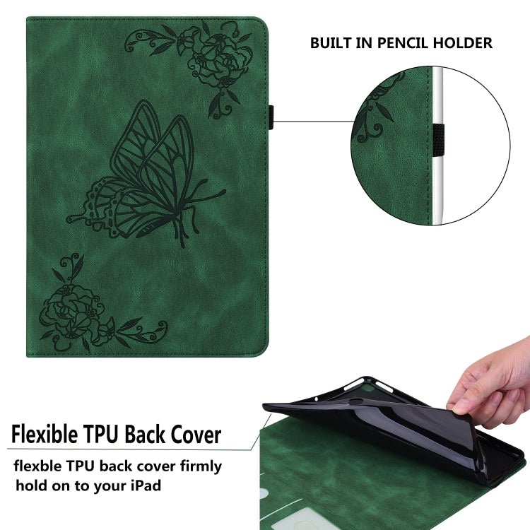 For Lenovo Tab M11/Xiaoxin Pad 11 2024 Butterfly Flower Embossed Leather Tablet Case(Green) - free shipping - PMC Jewellery - Order now!