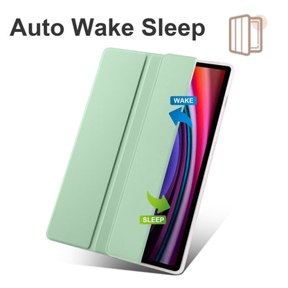 For Samsung Galaxy Tab S10+ / S9+ 3-folding Transparent TPU Smart Leather Tablet Case with Pen Slot(Matcha Green) - Galaxy Tab S9+ Cases by PMC Jewellery | Online Shopping South Africa | PMC Jewellery | Buy Now Pay Later Mobicred