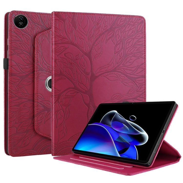 For Realme Pad 2 Tree Life Embossed Rotation Leather Tablet Case(Red) - Realme by PMC TechLife | Online Shopping South Africa | PMC TechLife | Buy Now Pay Later Mobicred