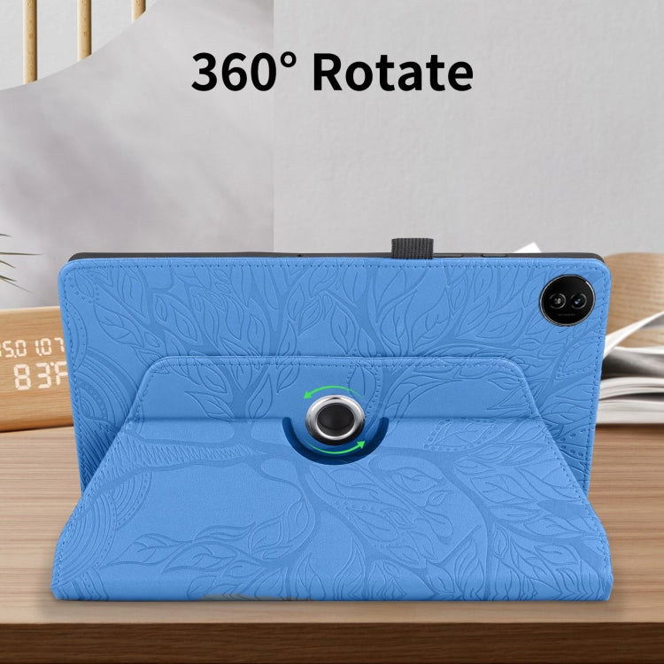 For Realme Pad 2 Tree Life Embossed Rotation Leather Tablet Case(Blue) - Realme by PMC TechLife | Online Shopping South Africa | PMC TechLife | Buy Now Pay Later Mobicred