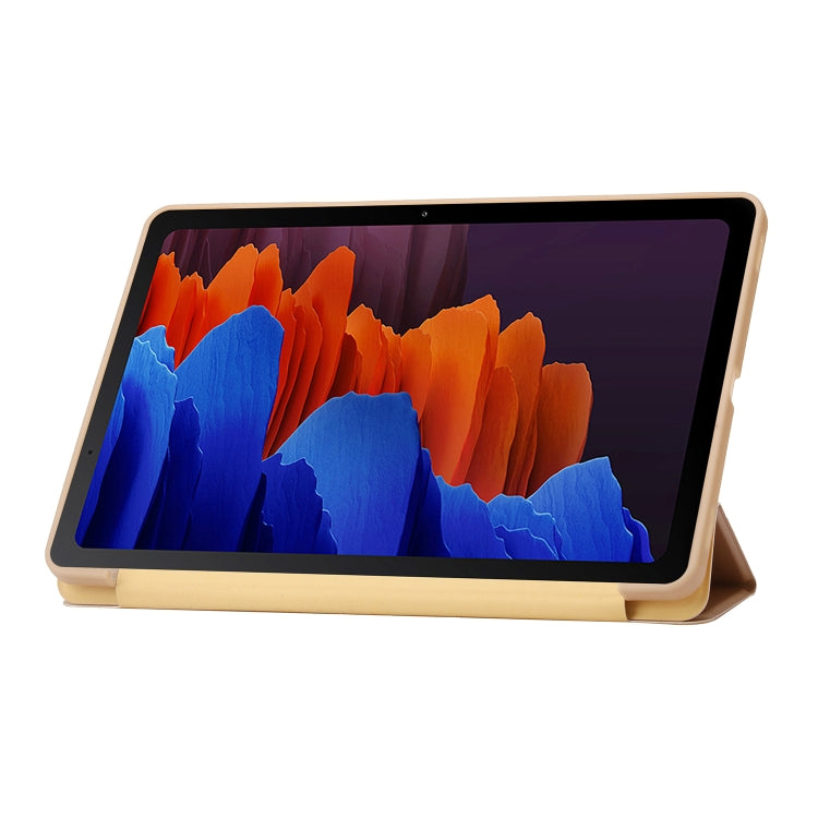 For Samsung Galaxy Tab S9+ / S10+ 3-Fold Holder Silicone Leather Tablet Case(Gold) - Galaxy Tab S9+ Cases by PMC Jewellery | Online Shopping South Africa | PMC Jewellery | Buy Now Pay Later Mobicred