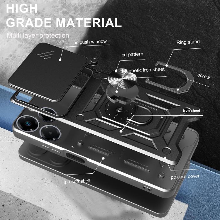 For Infinix Note 40X 5G Sliding Camera Cover Design TPU+PC Phone Case(Black) - free shipping - PMC TechLife - Order now!