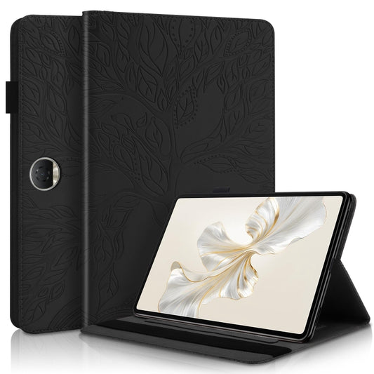 For Honor Pad 9 Tree Life Series Embossed Leather Tablet Case(Black) - Honor by PMC Jewellery | Online Shopping South Africa | PMC Jewellery | Buy Now Pay Later Mobicred