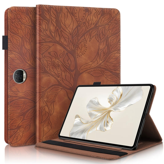 For Honor Pad 9 Tree Life Series Embossed Leather Tablet Case(Brown) - Honor by PMC Jewellery | Online Shopping South Africa | PMC Jewellery | Buy Now Pay Later Mobicred