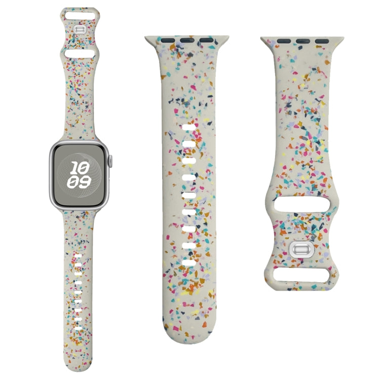 For Apple Watch Serie 5 44mm Floral Silicone Watch Band(Starlight) - Watch Bands by PMC Jewellery | Online Shopping South Africa | PMC Jewellery