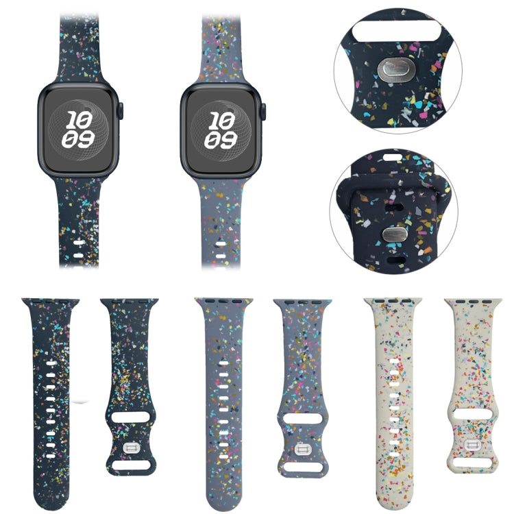 For Apple Watch 42mm Floral Silicone Watch Band(Grey) - Watch Bands by PMC Jewellery | Online Shopping South Africa | PMC Jewellery