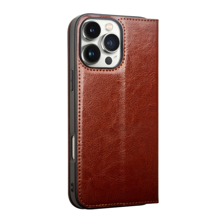 For iPhone 16 Pro Max QIALINO Classic Genuine Leather Phone Case(Brown) - free shipping - PMC Jewellery - Order now!