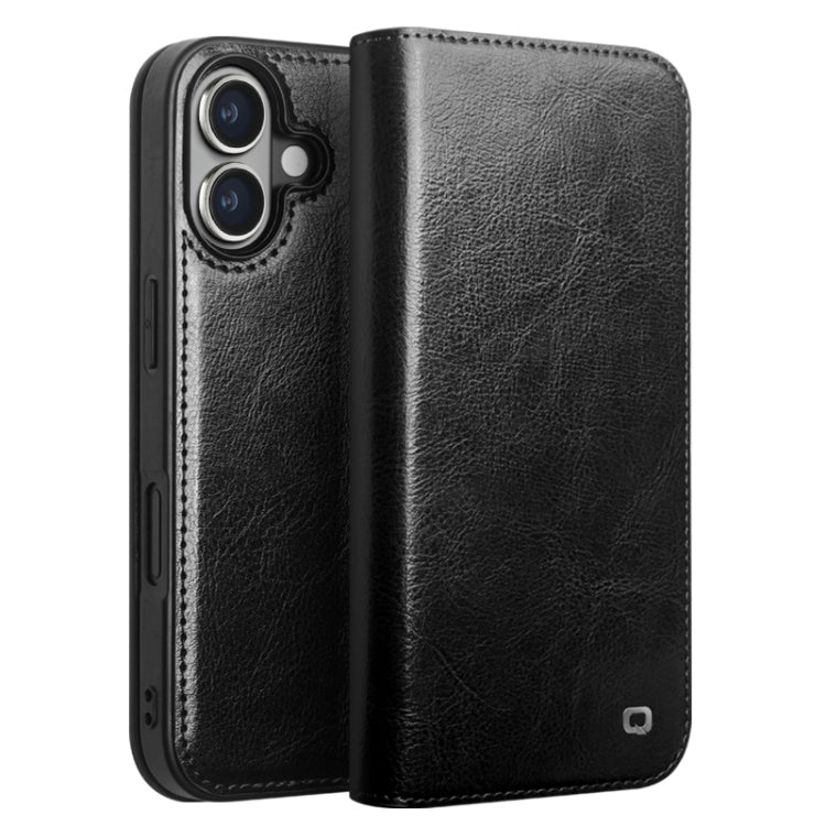 For iPhone 16 Plus QIALINO Classic Genuine Leather Phone Case(Black) - iPhone 16 Plus Cases by QIALINO | Online Shopping South Africa | PMC Jewellery | Buy Now Pay Later Mobicred