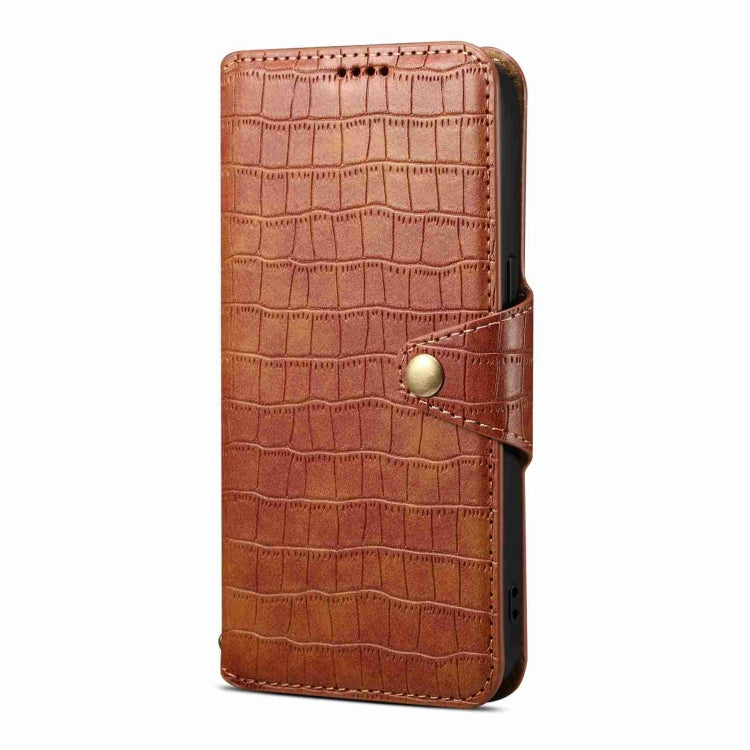 For iPhone 15 Pro Max Denior Crocodile Texture Oil Edge Leather Phone Case(Brown) - free shipping - PMC Jewellery - Order now!