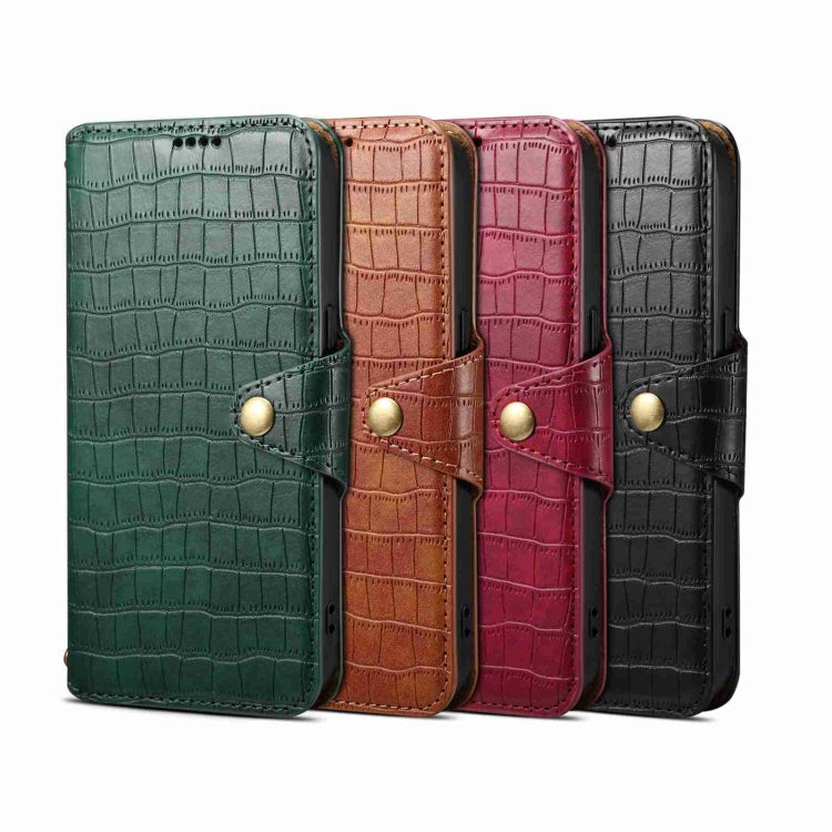 For iPhone 16 Denior Crocodile Texture Oil Edge Leather Phone Case(Green) - iPhone 16 Cases by Denior | Online Shopping South Africa | PMC Jewellery | Buy Now Pay Later Mobicred