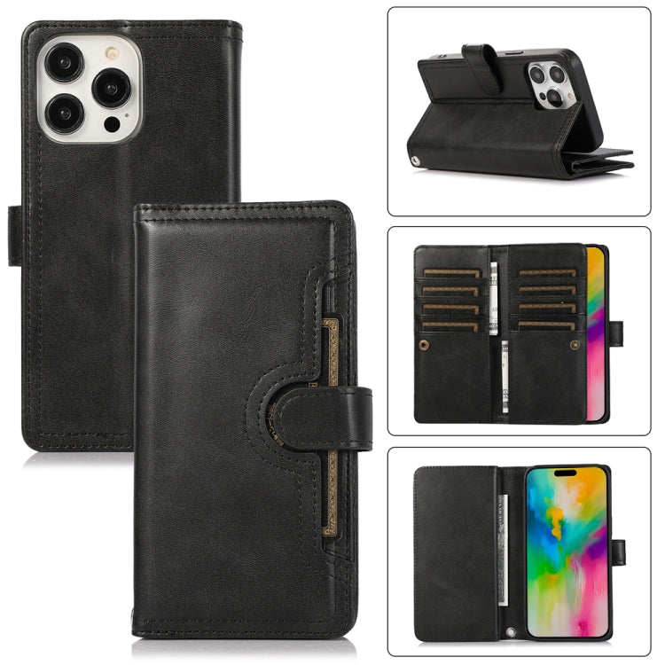 For iPhone 16 Pro Max Wristband Card Slot Leather Phone Case(Black) - iPhone 16 Pro Max Cases by PMC Jewellery | Online Shopping South Africa | PMC Jewellery | Buy Now Pay Later Mobicred