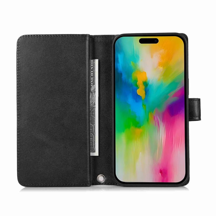 For iPhone 16 Pro Wristband Card Slot Leather Phone Case(Black) - iPhone 16 Pro Cases by PMC Jewellery | Online Shopping South Africa | PMC Jewellery | Buy Now Pay Later Mobicred