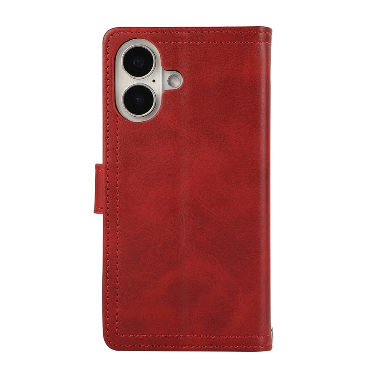 For iPhone 16 Wristband Card Slot Leather Phone Case(Red) - iPhone 16 Cases by PMC Jewellery | Online Shopping South Africa | PMC Jewellery | Buy Now Pay Later Mobicred